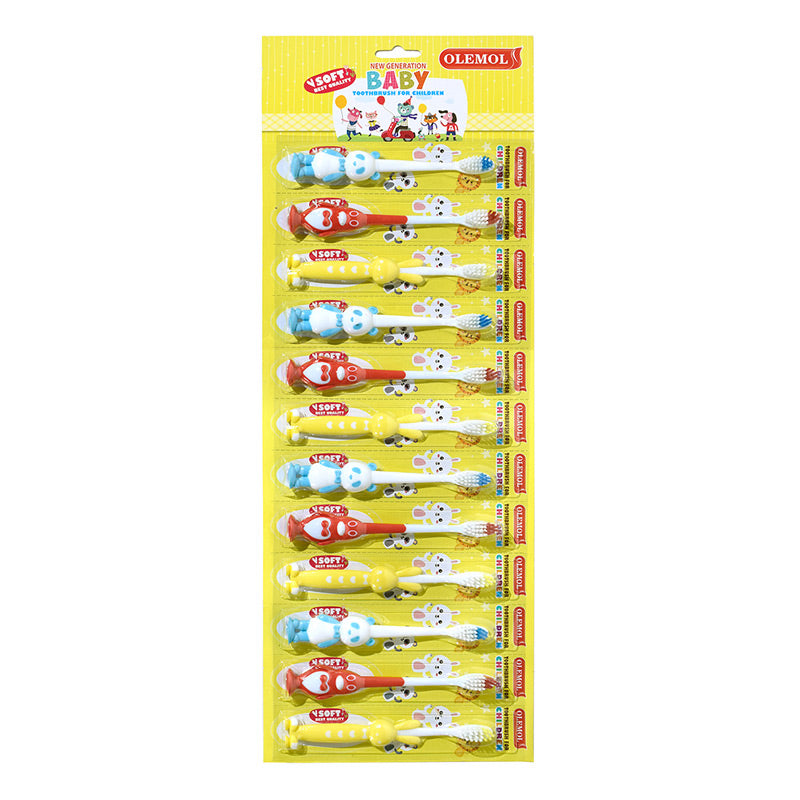 OLEMOL Flat-trim Kids Toothbrush Medium Bristle Pack of 12 - Toothbrush for Deep Cleaning