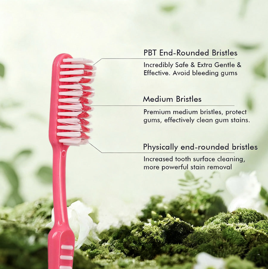 OLEMOL ZigZag Toothbrush Medium Bristle Pack of 12 - Toothbrush for Deep Cleaning