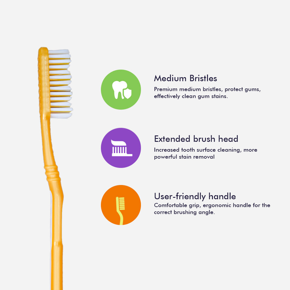 OLEMOL ZigZag Toothbrush Medium Bristle Pack of 12 - Toothbrush for Deep Cleaning- KH09