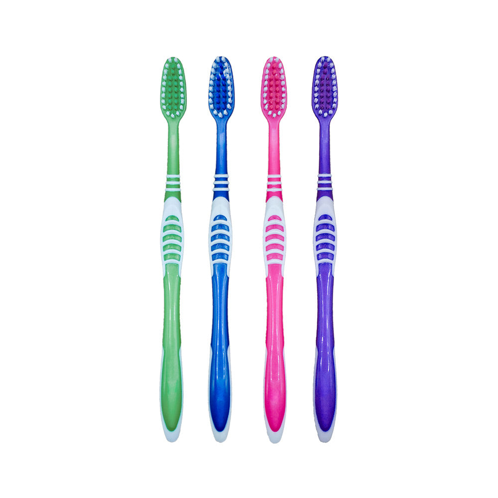 OLEMOL Flat-trim Toothbrush Medium Bristle Pack of 12 - Toothbrush for Deep Cleaning