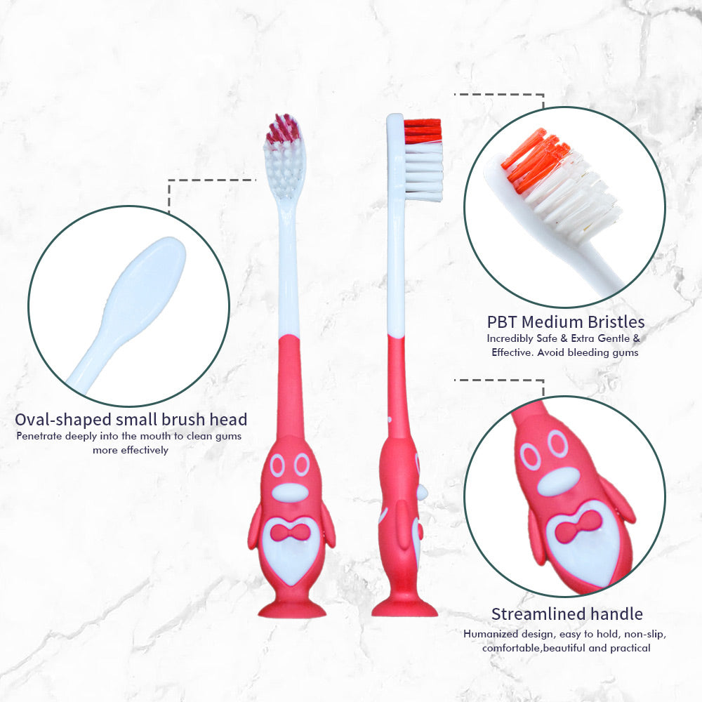 OLEMOL Flat-trim Kids Toothbrush Medium Bristle Pack of 12 - Toothbrush for Deep Cleaning