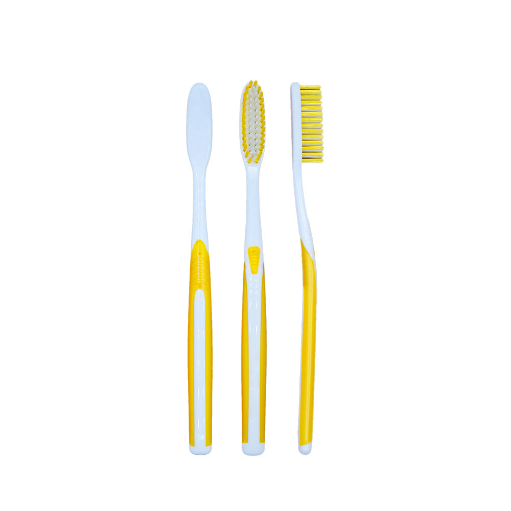 OLEMOL Flat-trim Toothbrush Medium Bristle Pack of 3 - Toothbrush for Deep Cleaning - KH07