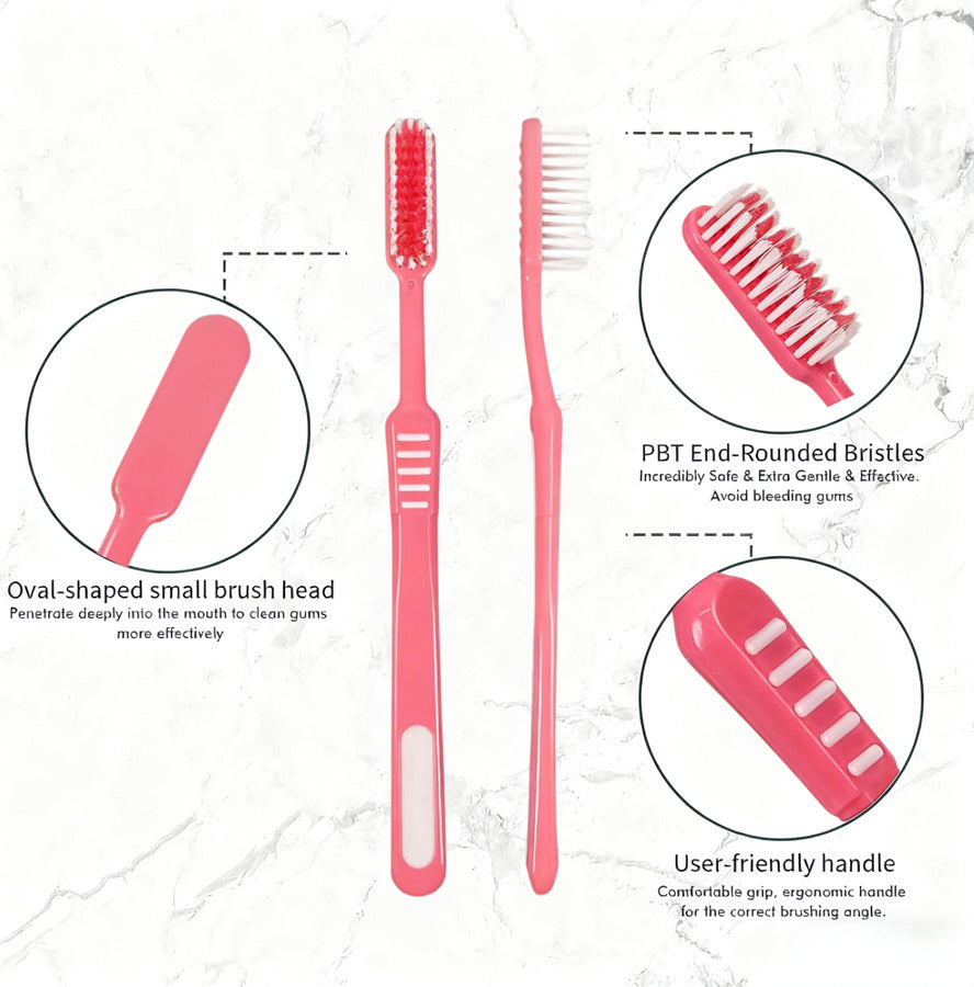 OLEMOL ZigZag Toothbrush Medium Bristle Pack of 12 - Toothbrush for Deep Cleaning