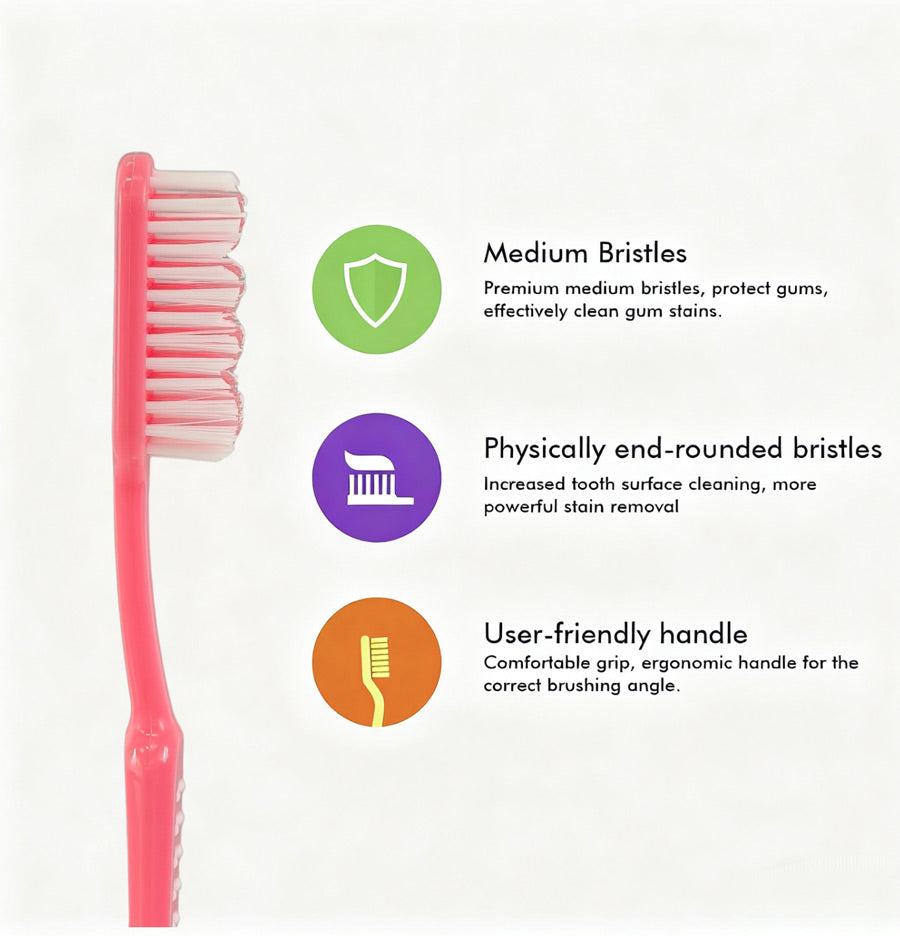 OLEMOL ZigZag Toothbrush Medium Bristle Pack of 12 - Toothbrush for Deep Cleaning
